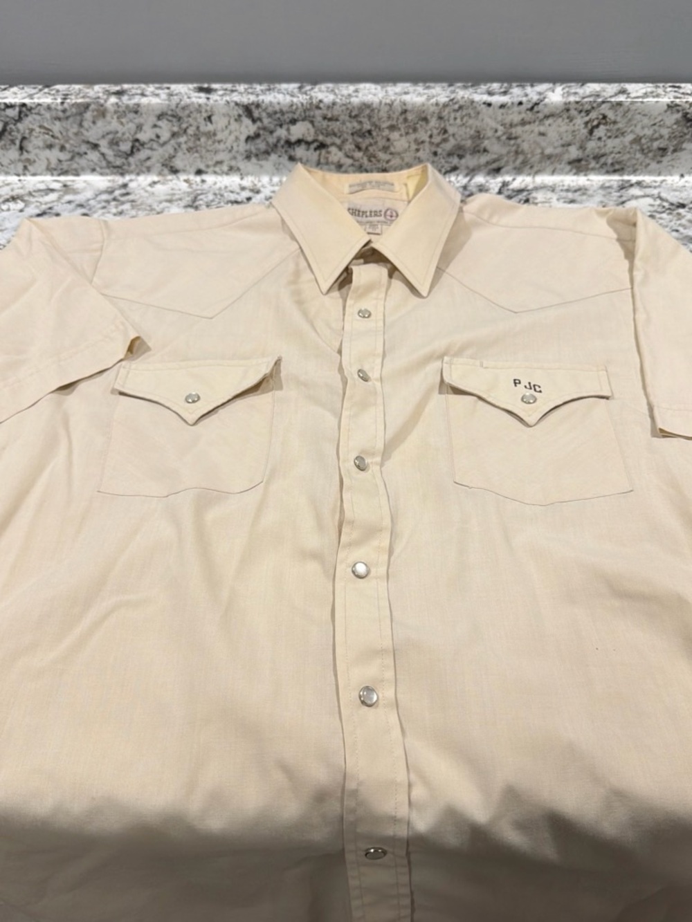 Men's Beige Western Button-Up Shirt